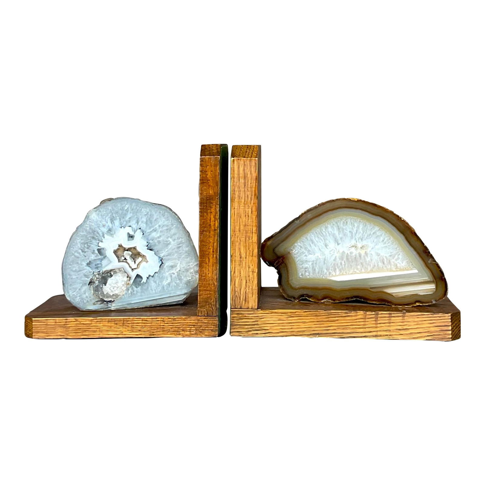 Set of 2 Vintage Boho Geode Bookends Natural Elegance (1 of 7)