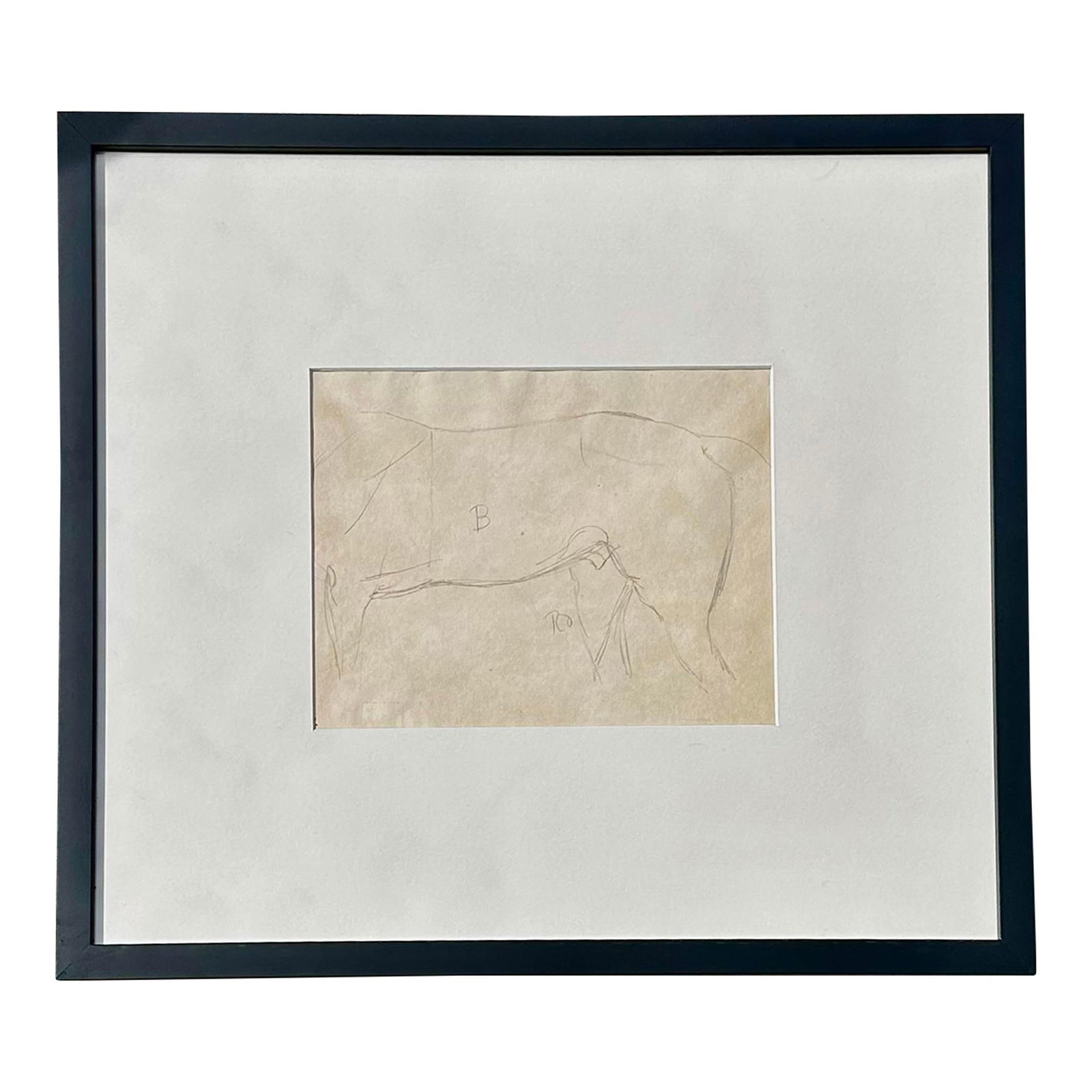 Vintage Framed Horse Sketch Chic Art from Palm Beach Estate: Vintage Framed Horse Sketch Chic Art from Palm Beach Estate This exquisite vintage framed horse body sketch is a perfect addition to any chic decor. The artwork, showcasing a detailed pencil drawing,