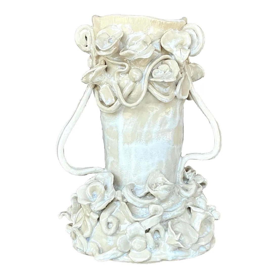 Vintage Boho Studio Pottery Petal Vase with Dual Handles (1 of 10)