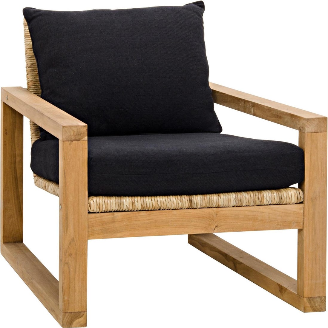 Noir Scandinavian Martin Chair Teak Frame Black Woven Fabric (1 of 5)
