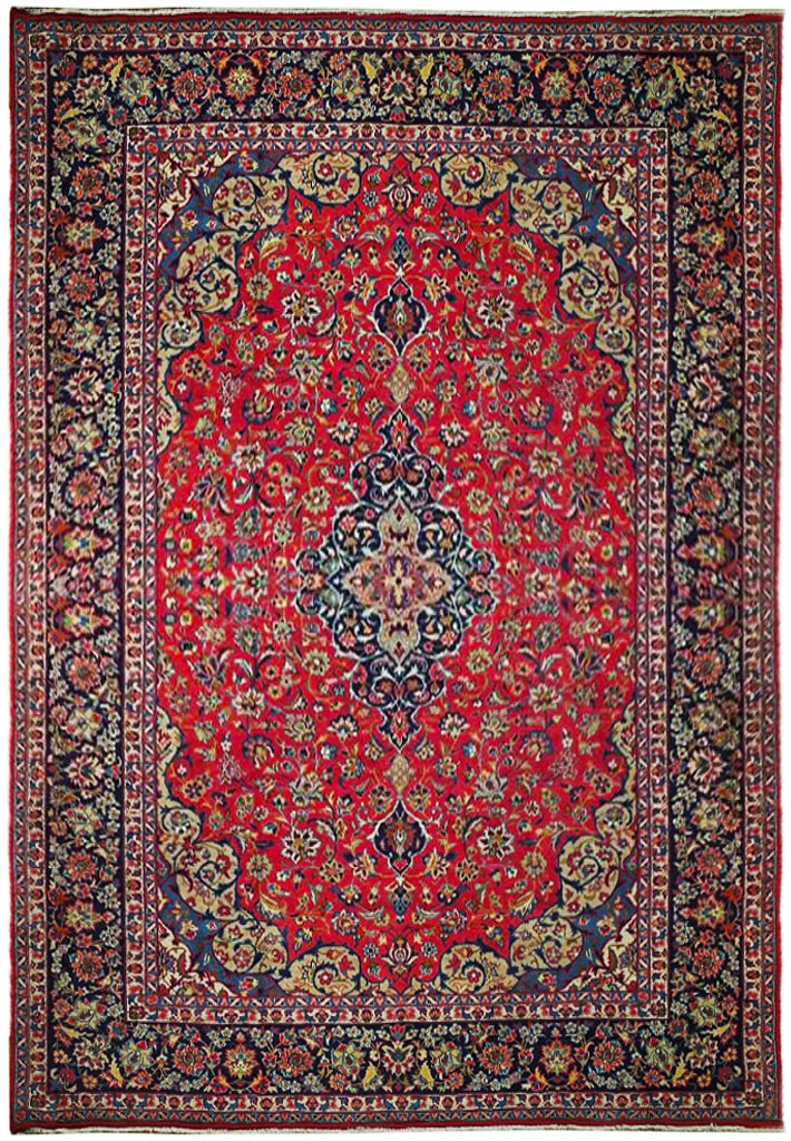 9.9 x 14 Red Signed Persian Kashan Rug Handcrafted Wool (1 of 6)