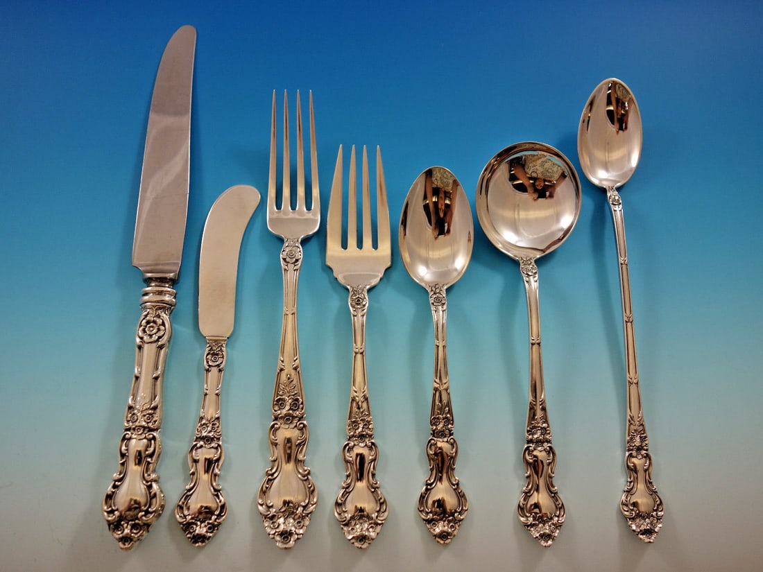 Wallace Meadow Rose Sterling Silver Flatware Set 90 Pieces for 12 (1 of 11)