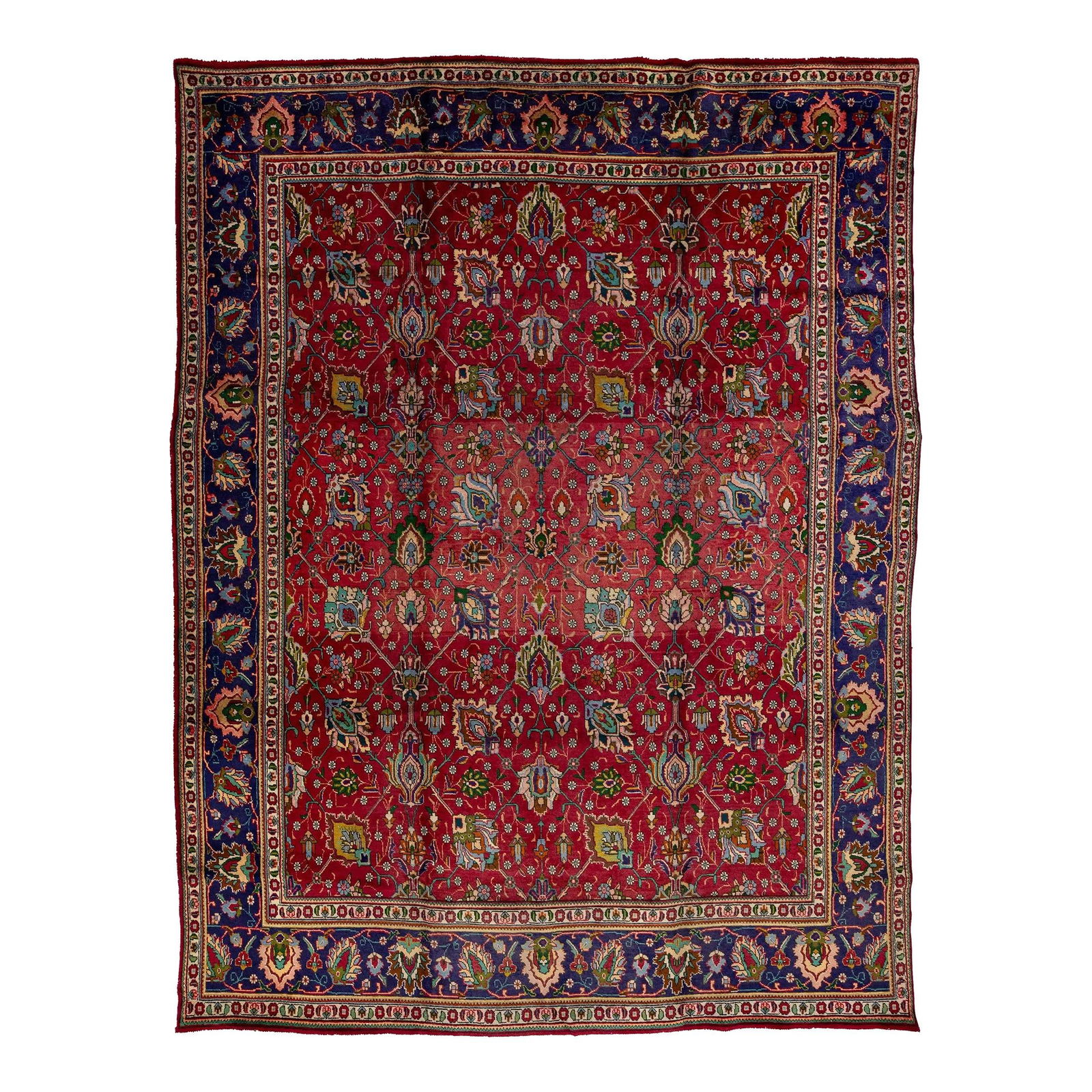 Hand-Knotted Vintage Tabriz Wool Rug Red 9'8 x 12'8 (1 of 8)