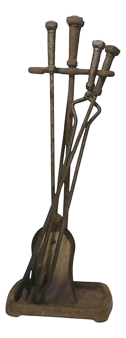 Peerless Arts and Crafts 5-Piece Fireplace Tool Set Circa 1900 (1 of 10)