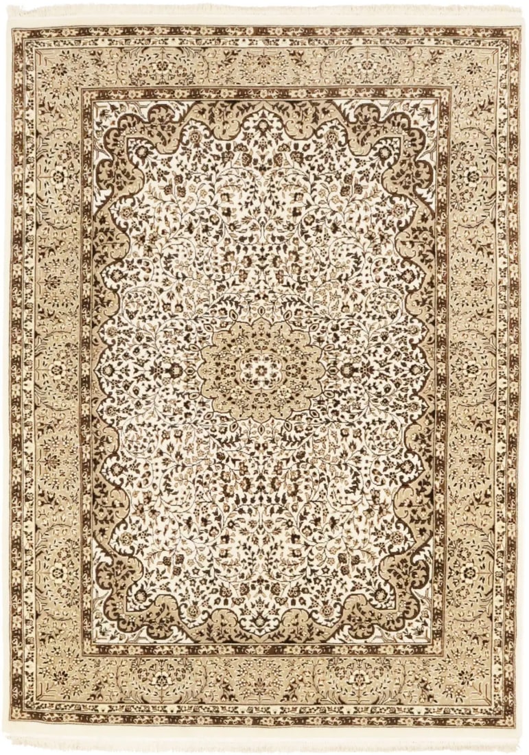 Handmade Kirman Wool Area Rug 5'8 x 7'10 Floral Design Eco-Friendly: Handmade Kirman Wool Area Rug 5'8 x 7'10 Floral Design Eco-Friendly Enhance your living space with this exquisite Handmade Kirman Wool Oriental Rug, featuring a classic floral design that complements