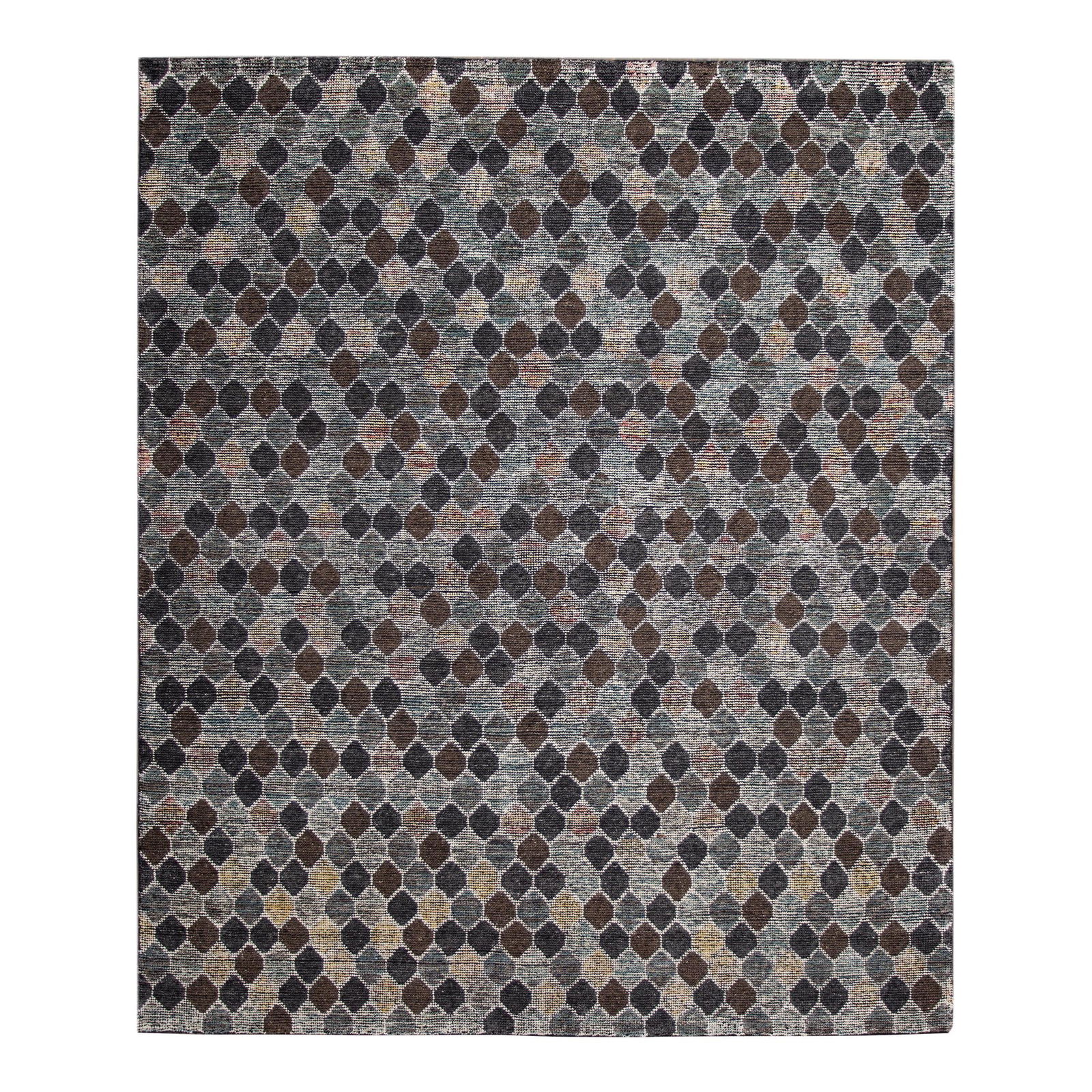 Contemporary Gray Wool Soumak Rug 8'3 x 9'10 Earthy Hexagonal Pattern (1 of 8)