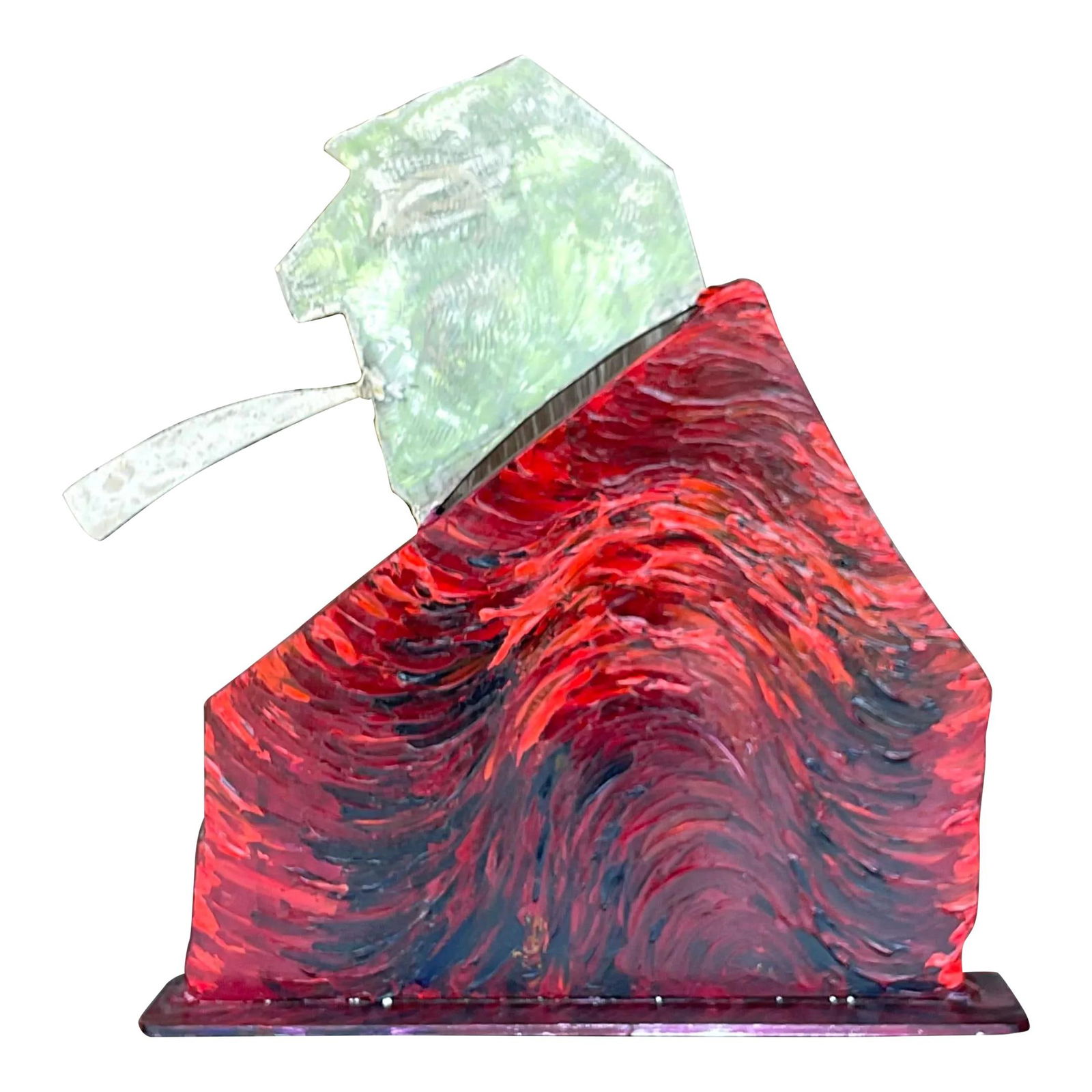 Vintage Boho Robert Bery Red Steel Sculpture 22.25" Tall (1 of 7)