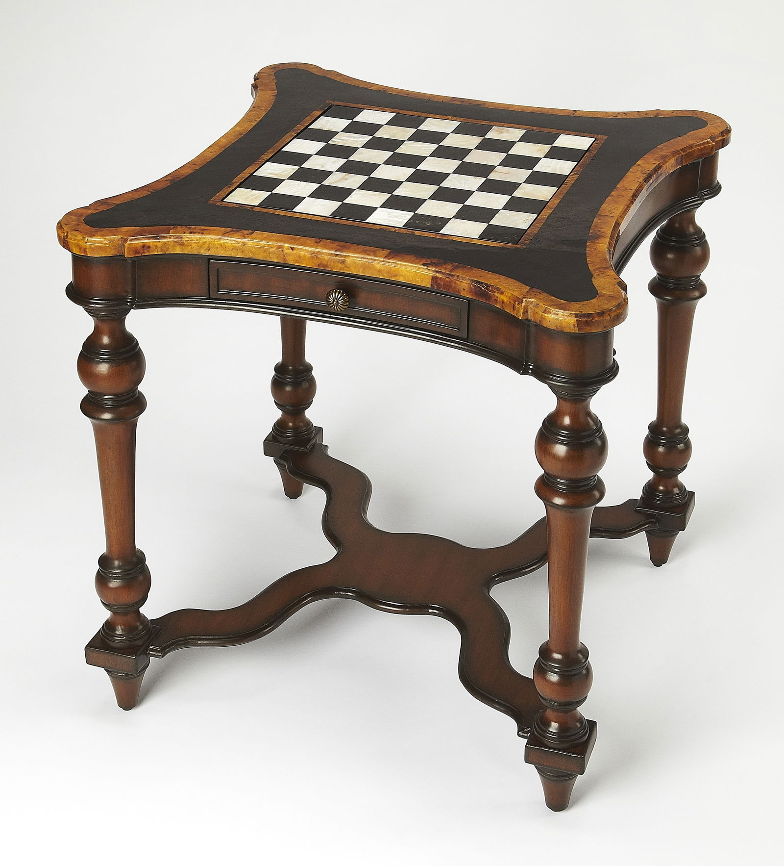 Butler Elegant Mahogany Game Table with Pen Shell Inlay (1 of 6)