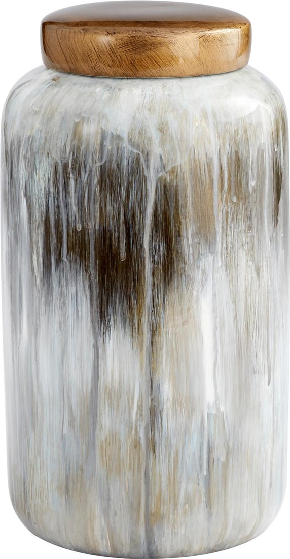 Cyan Spirit Drip Olive Glaze Porcelain Vase 12.25 Inch Tall (1 of 1)