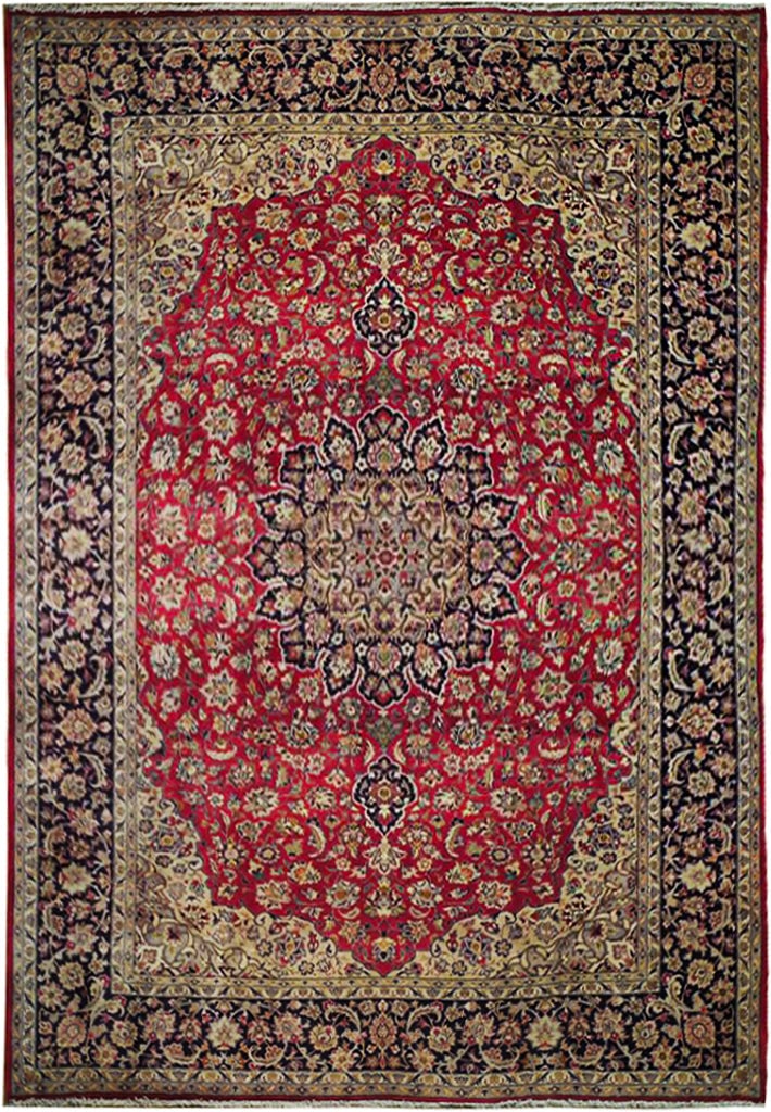 9.8 x 12 Red Semi-Antique Persian Tabriz Rug Handmade in Iran (1 of 6)