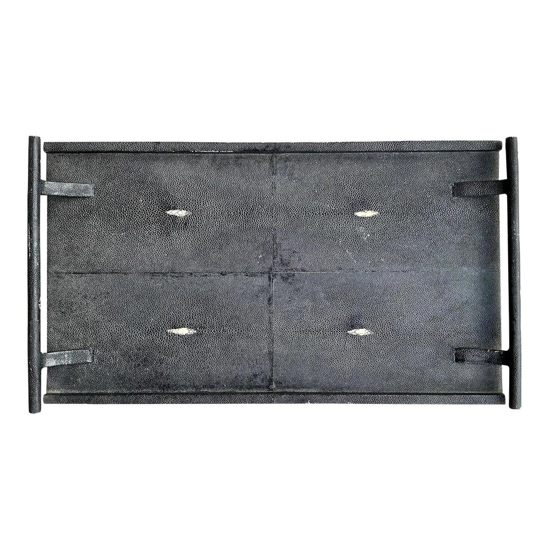 Vintage Boho R & Y Augousti Black Shagreen Serving Tray 24.5 x 13.5 (1 of 5)