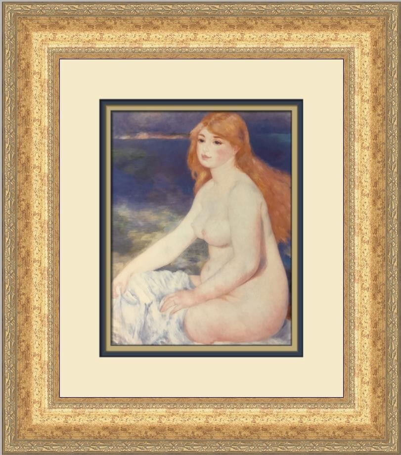 Pierre-Auguste Renoir The Blonde Bather II Custom Framed Art Print 1993: Pierre-Auguste Renoir The Blonde Bather II Custom Framed Art Print 1993 This exquisite custom framed print features Pierre-Auguste Renoir's renowned artwork, "The Blonde Bather II." Measuring 18 in. b