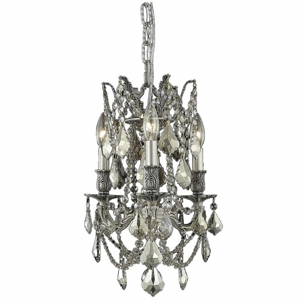 Rosalia 3-Light Pewter Pendant Chandelier with Golden Teak Crystals (1 of 2)