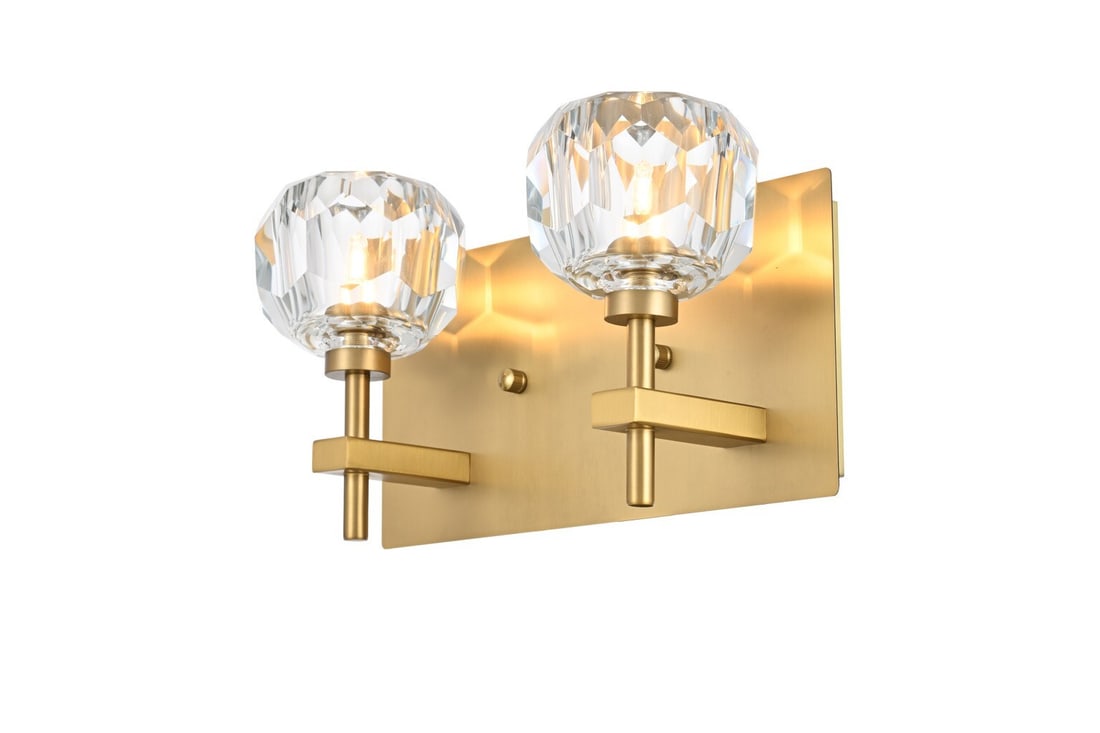 Graham 2-Light 11 Inch Gold Modern Wall Sconce with Crystal Shades (1 of 7)