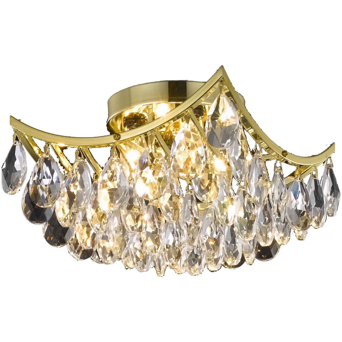 Elegant Lighting Clara 4 Light Gold Crystal Flush Mount Chandelier 10 inch (1 of 2)