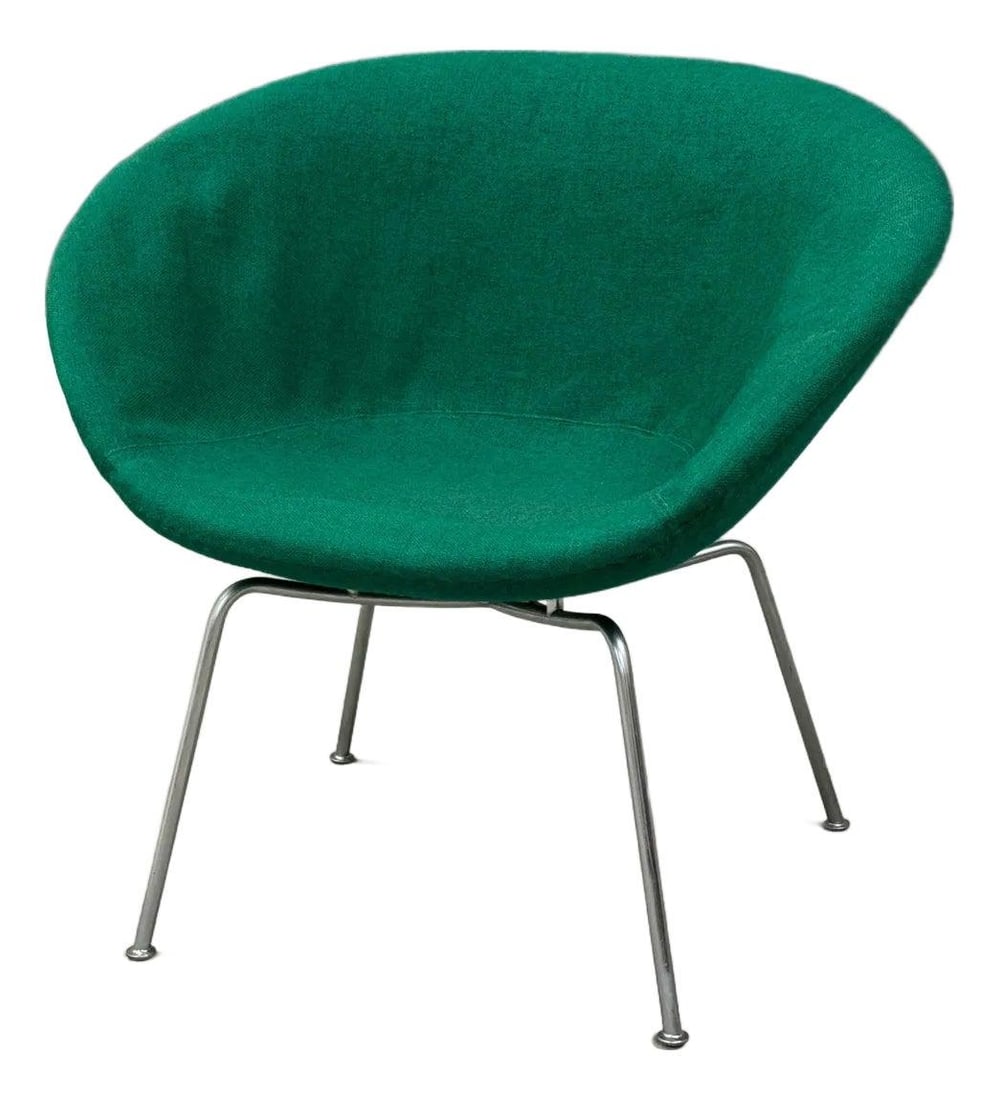 1960s Arne Jacobsen Pot Chair Green Fabric Fritz Hansen (1 of 7)