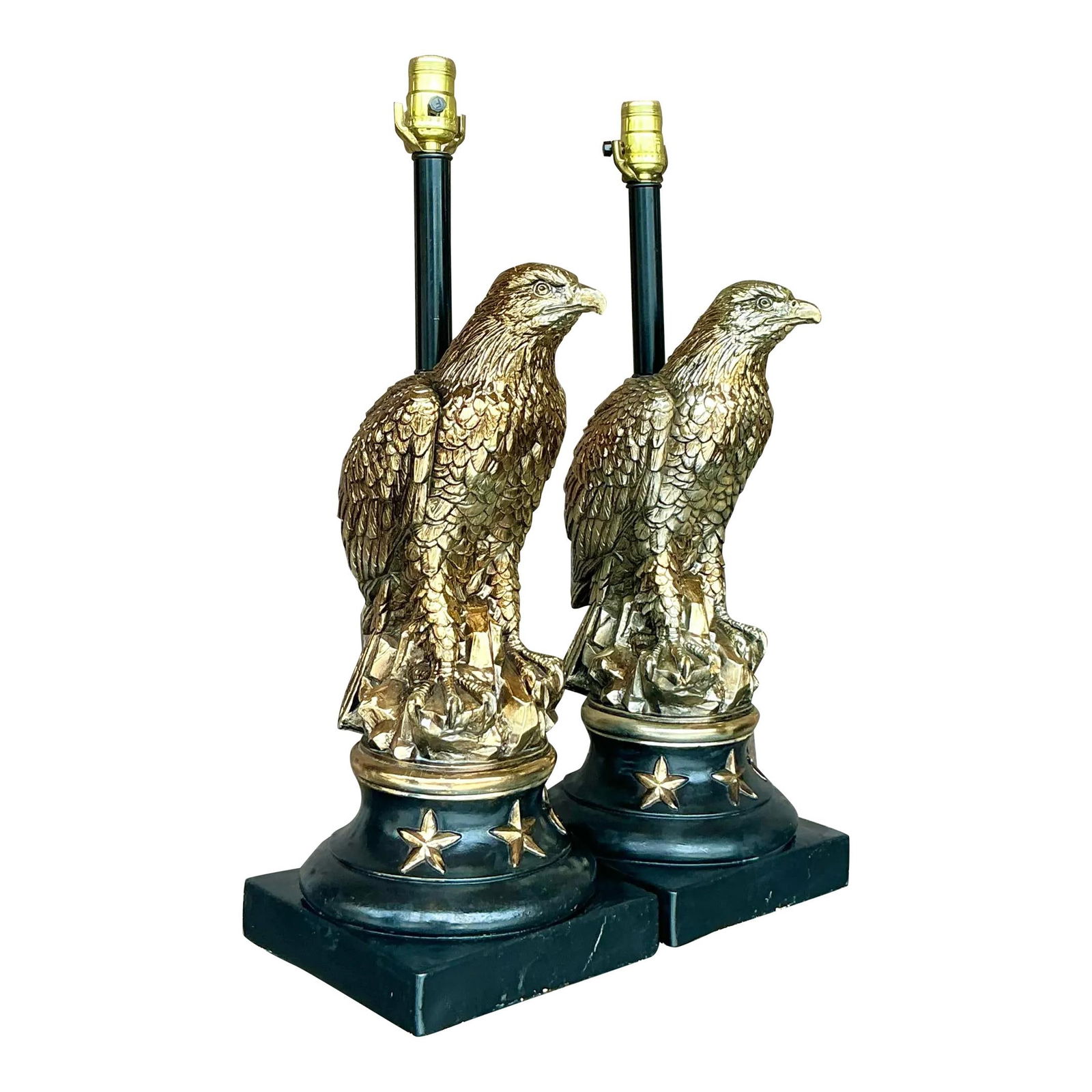 Rare Vintage Boho Pieri Tullio Gilt Eagle Lamps Pair 1850 (1 of 10)
