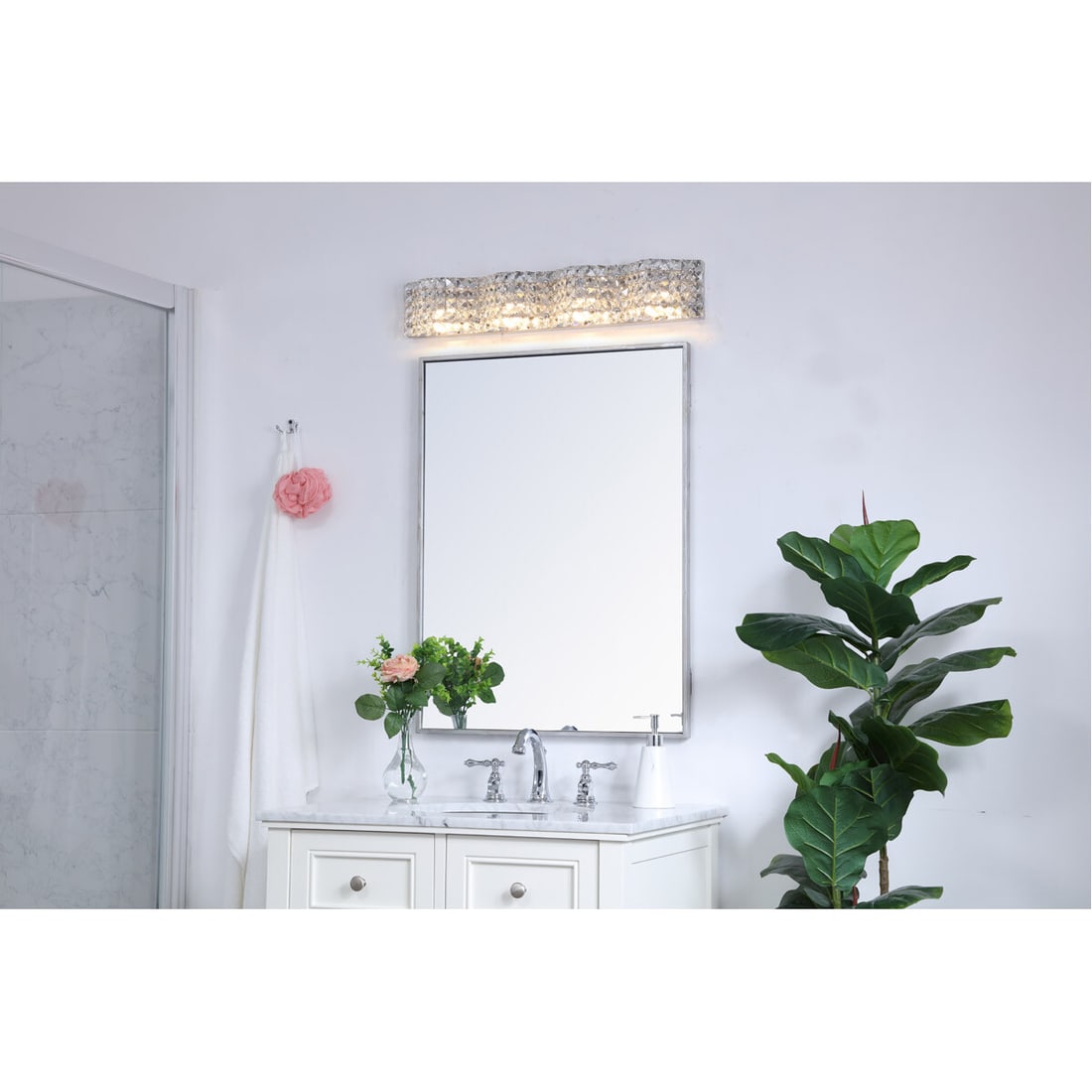 Ollie 4 Light Chrome Wall Sconce 26.8 inch with Crystals (1 of 12)