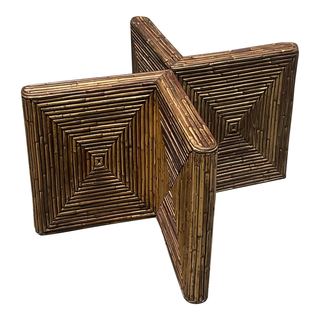 Vintage Coastal Pencil Reed Coffee Table Pedestals Pair 18.25in (1 of 6)