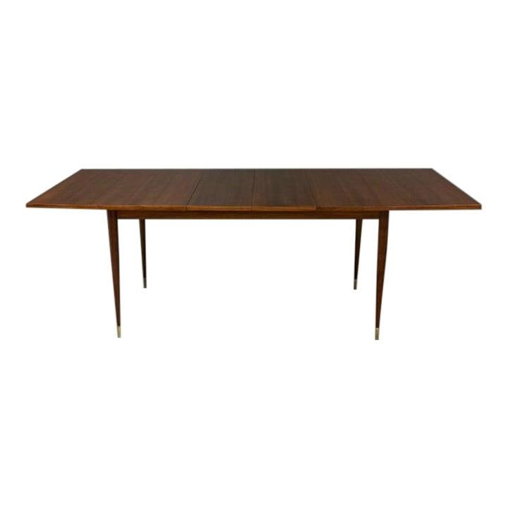 Mid-Century Modern Walnut Dining Table with Brass Feet and Two Leaves (1 of 9)