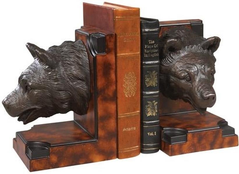 Lodge Style Mountain Bear Head Bookends Hand-Cast Resin (1 of 1)