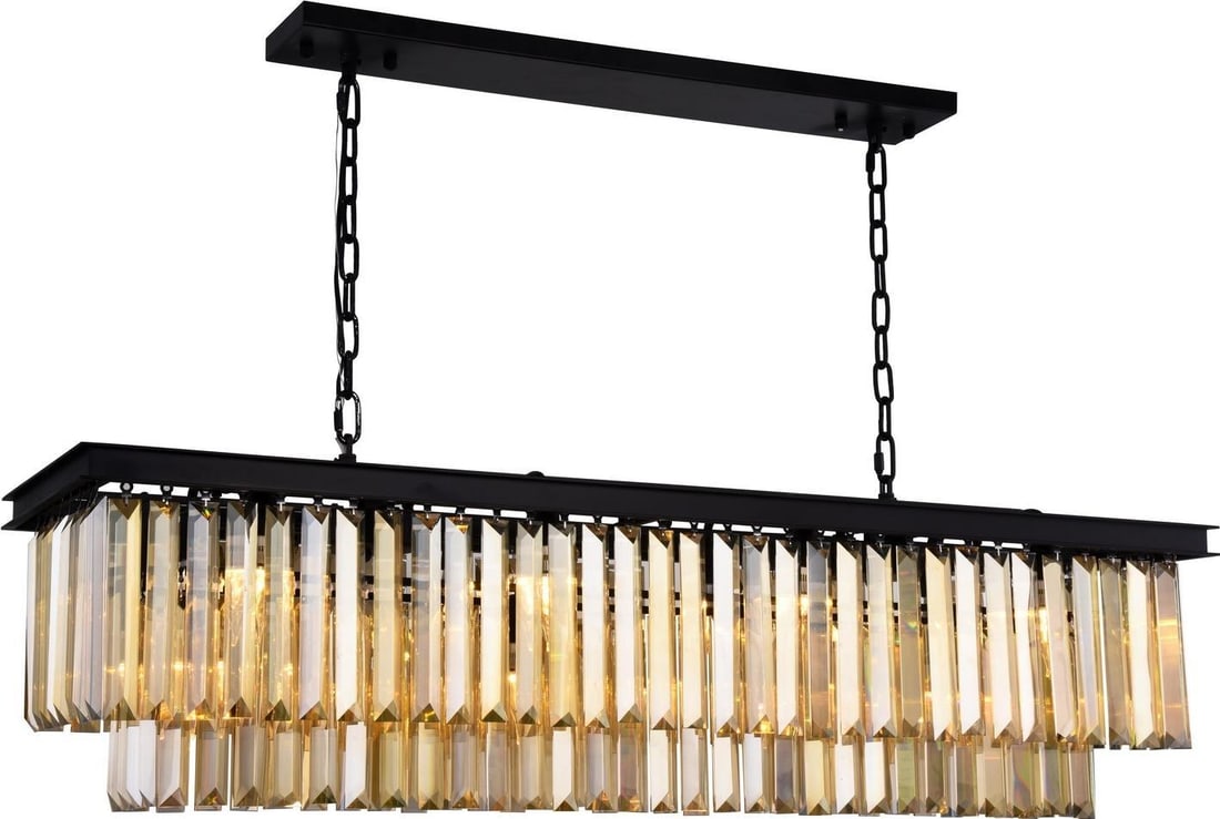 Elegant Lighting Sydney Pendant Light Golden Teak Crystal Matte Black: Elegant Lighting Sydney Pendant Light Golden Teak Crystal Matte Black Illuminate your space with the stunning Sydney Pendant Light, featuring exquisite golden teak crystal accents that beautifully con