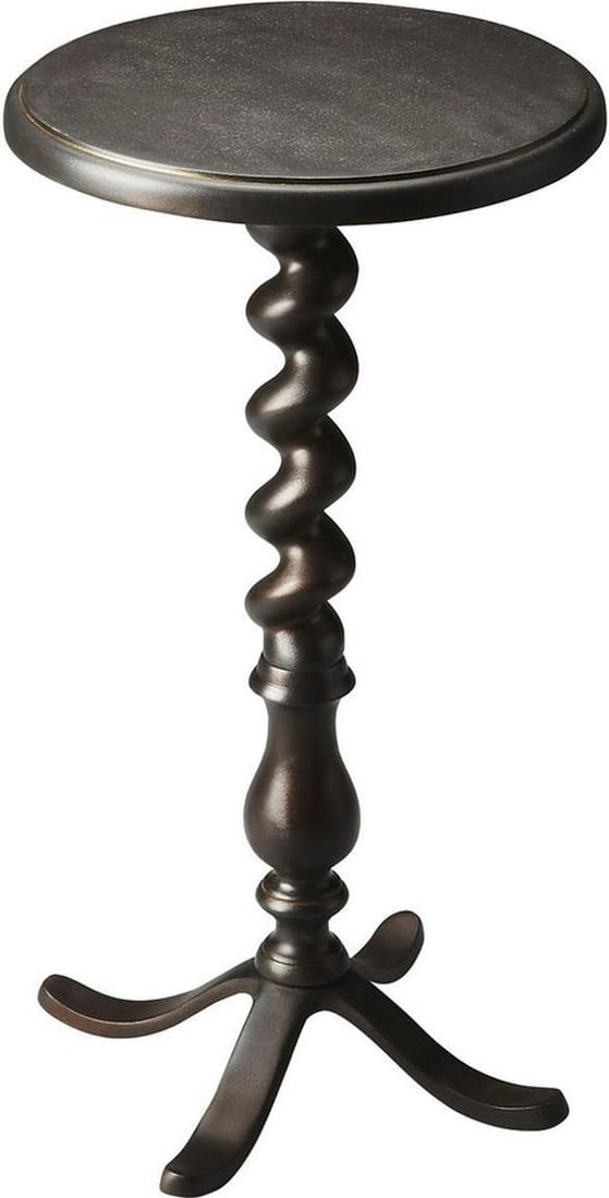 Butler Transitional Round Black Metal Accent Table Kolmar Collection: Butler Transitional Round Black Metal Accent Table Kolmar Collection Elevate your living space with this stylish Transitional Black Metal Accent Table. Crafted from durable cast aluminum metal, this r