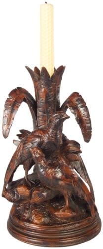 Hand-Painted Rustic Pheasant Candleholder Lodge Style Resin 10H x 7W x 7D: Hand-Painted Rustic Pheasant Candleholder Lodge Style Resin 10H x 7W x 7D Illuminate your space with this exquisite hand-painted rustic pheasant candleholder. This charming piece showcases a vintage-i