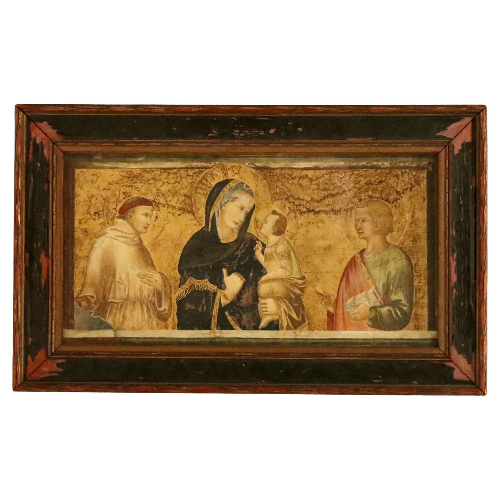 19th Century Italian Oil Painting Master Copy Madonna With Saints on Board (1 of 10)