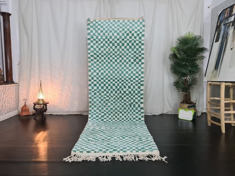 Handmade Moroccan Berber Runner Rug 2 x 10 Feet 100% Sheep Wool: Handmade Moroccan Berber Runner Rug 2 x 10 Feet 100% Sheep Wool Experience the elegance and warmth of this Soft Handmade Moroccan Berber Runner Rug. Handwoven by skilled local Berber women weavers in