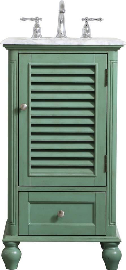 Elegant Lighting Mint Bathroom Vanity 35H 19W 19D: Elegant Lighting Mint Bathroom Vanity 35H 19W 19D Introducing the Elegant Lighting Vintage Style Mint Bathroom Vanity, a stunning piece designed to enhance your coastal-themed space. This item showcas