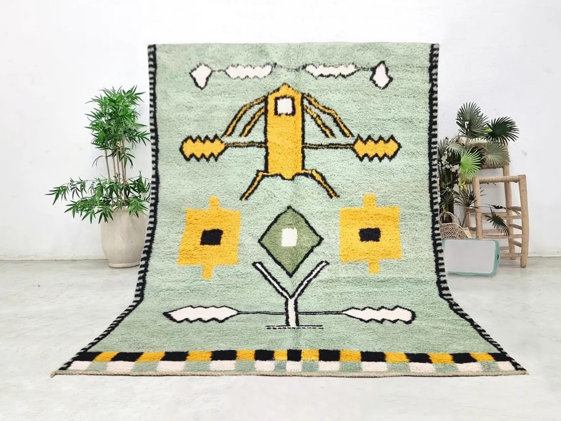 Authentic Handmade Wool Rug 8 x 5 Feet from Morocco: Authentic Handmade Wool Rug 8 x 5 Feet from Morocco Experience the charm of traditional craftsmanship with this Stylish Soft Handmade Wool Rug. Handwoven in the stunning Atlas Mountains by skilled loc