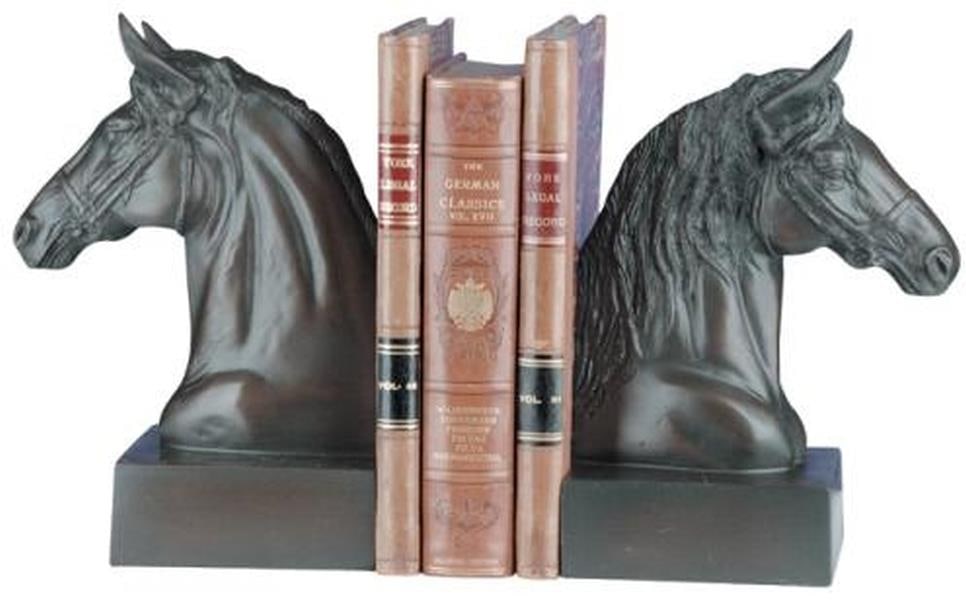 Rustic Ebony Horse Bookends Hand-Cast Equestrian Decor (1 of 1)