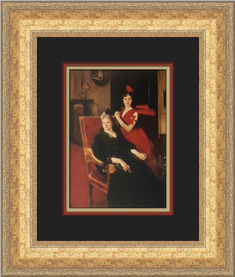 John Singer Sargent Mrs Edward Burckhart and Louise Custom Framed Art Print: John Singer Sargent Mrs Edward Burckhart and Louise Custom Framed Art Print This exquisite custom framed print features the artwork "Mrs Edward Burckhart and Louise" by renowned artist John Singer Sar