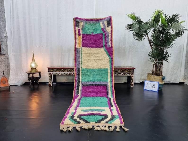 Handwoven Moroccan Runner Rug 2 x 6.56 Feet 100 Percent Sheep Wool: Handwoven Moroccan Runner Rug 2 x 6.56 Feet 100 Percent Sheep Wool Discover the beauty of this Elegant Runner Rug, handwoven in the Atlas Mountains by skilled local Berber women weavers. Crafted