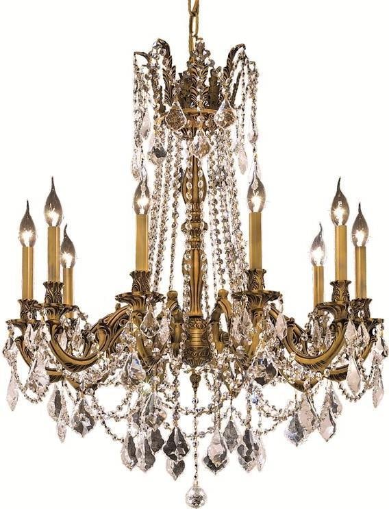 Elegant Lighting Rosalia French Gold Crystal Bowl Chandelier 10-Light Baroque Style: Elegant Lighting Rosalia French Gold Crystal Bowl Chandelier 10-Light Baroque Style Illuminate your space with the opulence of this Luxurious French Gold Crystal Chandelier. Designed in a stunning