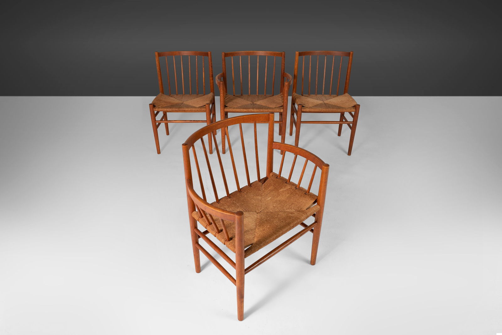 Rare Set of 4 J80 Dining Chairs by Jorgen Baekmark for FDB Mobler Denmark 1950s - 3