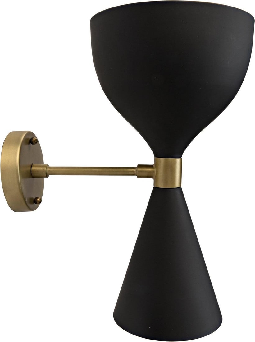 Noir Aegeon Industrial Black Steel Wall Sconce Hardwired 2 Bulb (1 of 3)