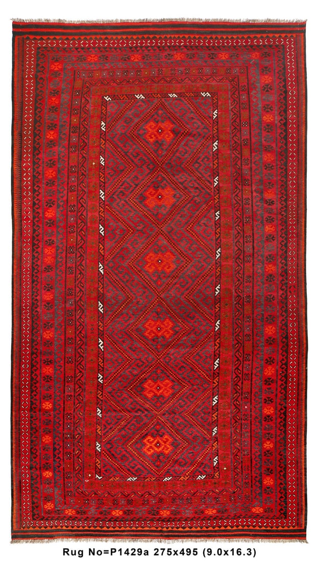 9 x 16 Afghan Kilim Flat Weave Wool Area Rug Tribal Design (1 of 8)