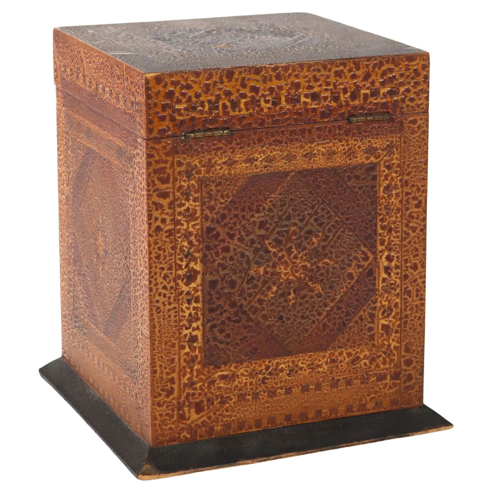 Antique Cigar Box Circa 1910 Mixed Wood Marquetry with Glass Insert (1 of 12)