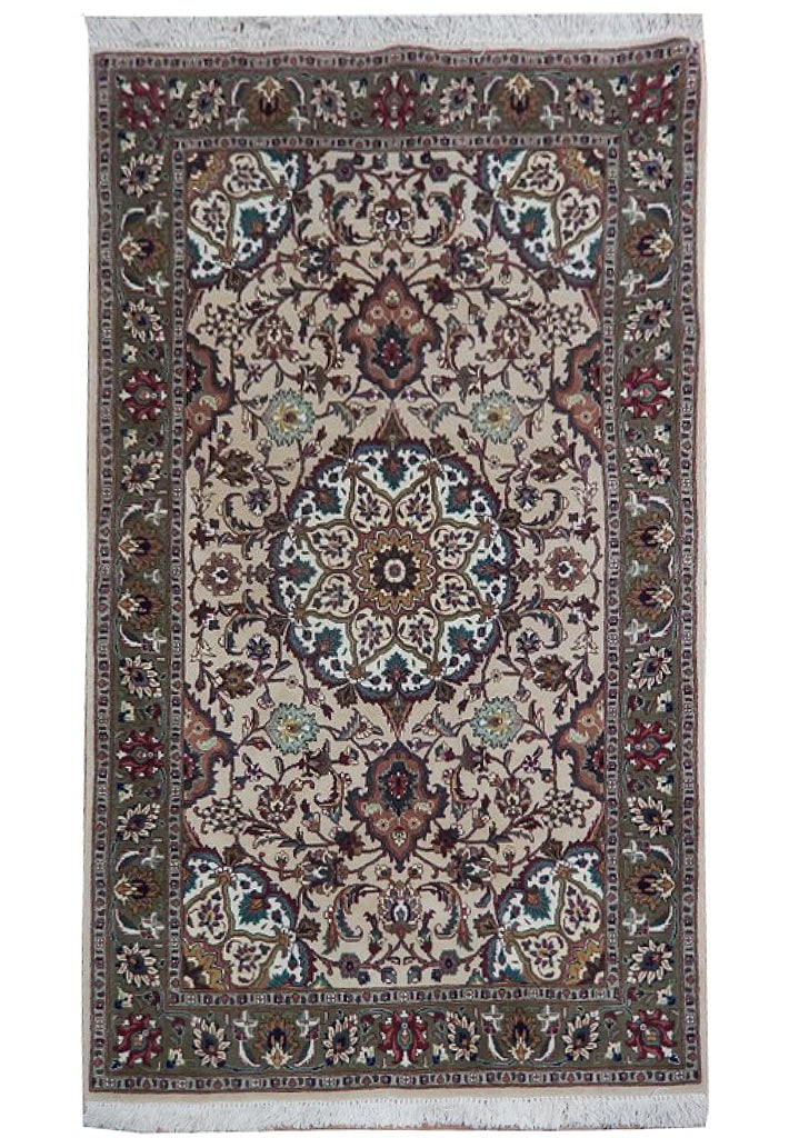 3.3 x 5.4 Hand-Knotted Persian Tabriz Area Rug from Iran: 3.3 x 5.4 Hand-Knotted Persian Tabriz Area Rug from Iran Free continental US Shipping Elevate your living space with this exquisite 3.3' x 5.4' High-Quality Persian Tabriz Rug, handcrafted by skilled