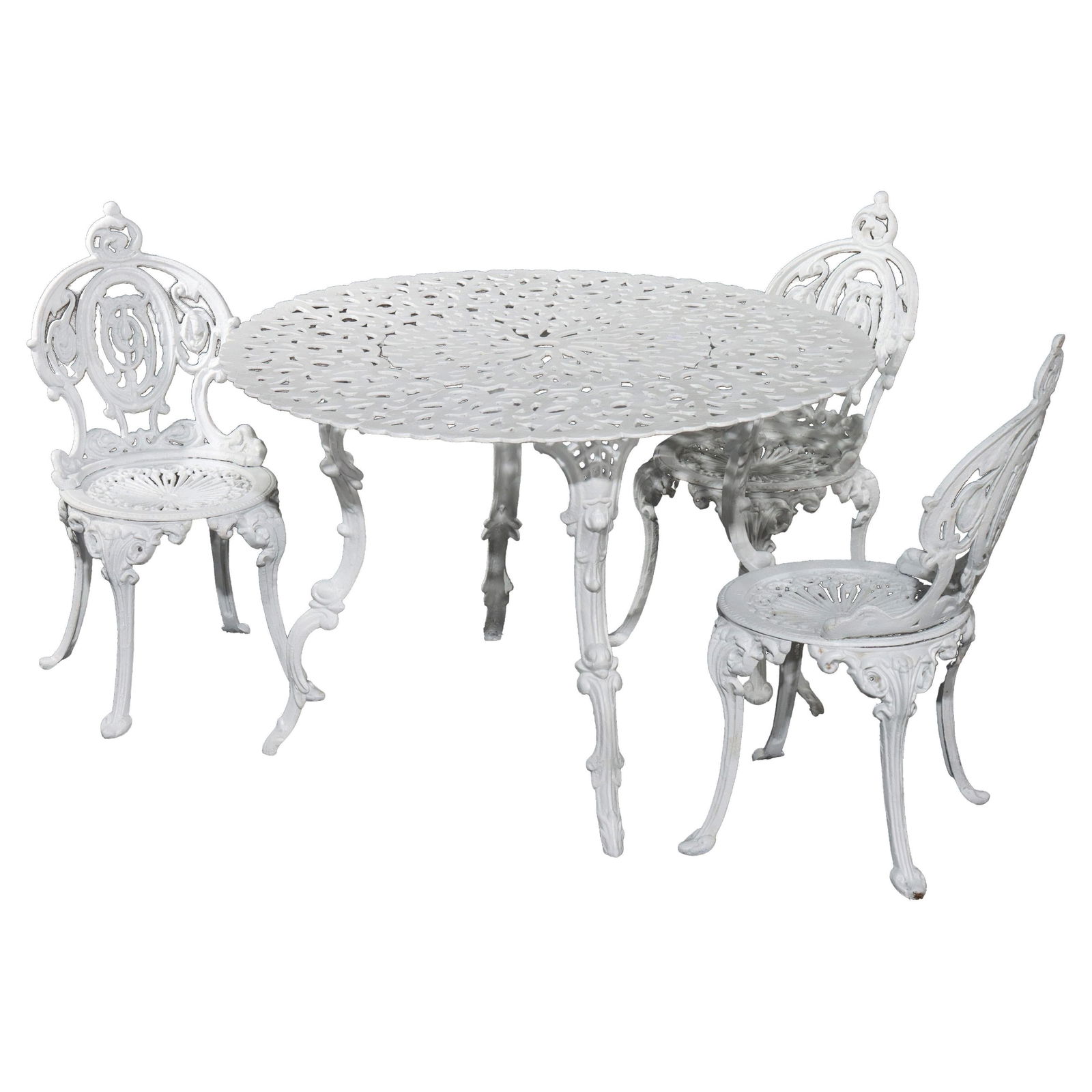 Antique Fiske School Cast Iron Garden Table Set with 3 Chairs (1 of 10)