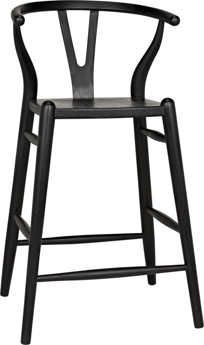 Zola Counter Stool by Noir Charcoal Black Mindi Sungkai Transitional Style (1 of 12)
