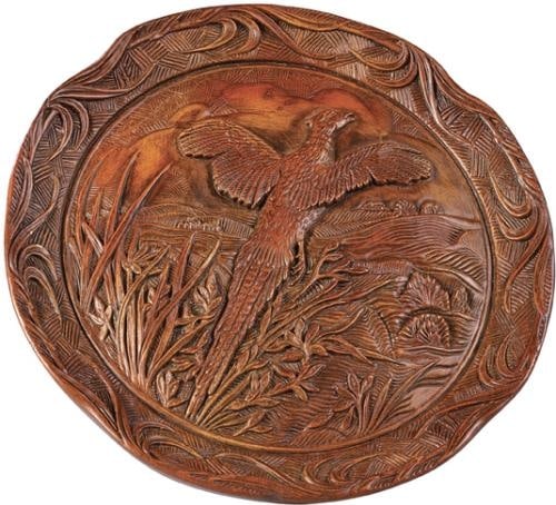 Hand-Cast Resin Rustic Flying Pheasant Plaque Lodge Style 9x9 (1 of 1)