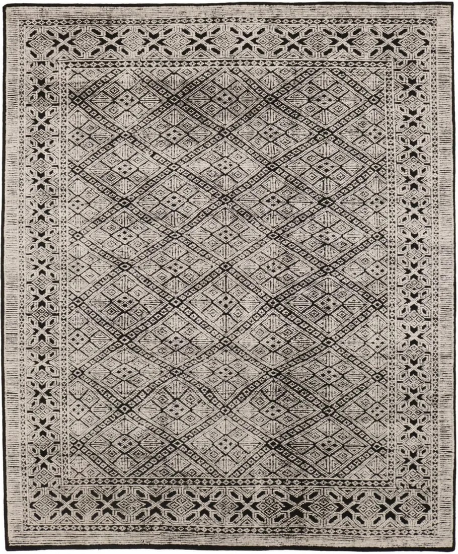 Hand-Knotted 8x10 Modern Oriental Wool Rug Geometric Design (1 of 17)