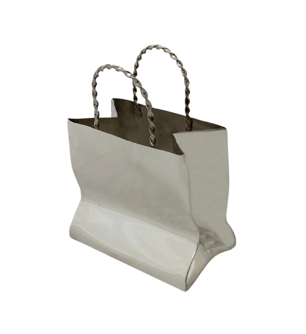 Antique Cartier 925 Sterling Silver Miniature Shopping Bag (1 of 2)
