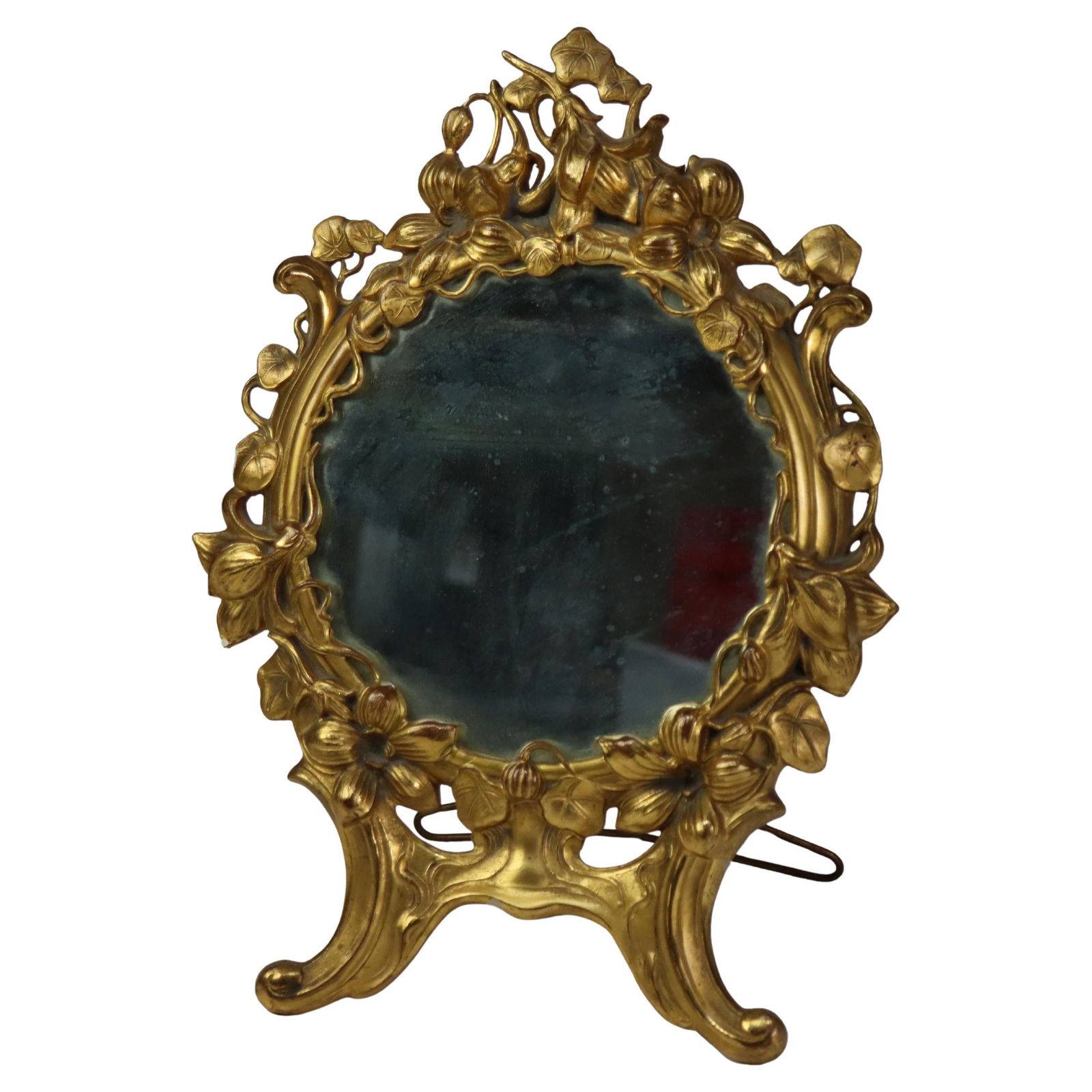 19th Century Antique Gilt Metal Floral Dresser Mirror C1880 (1 of 10)