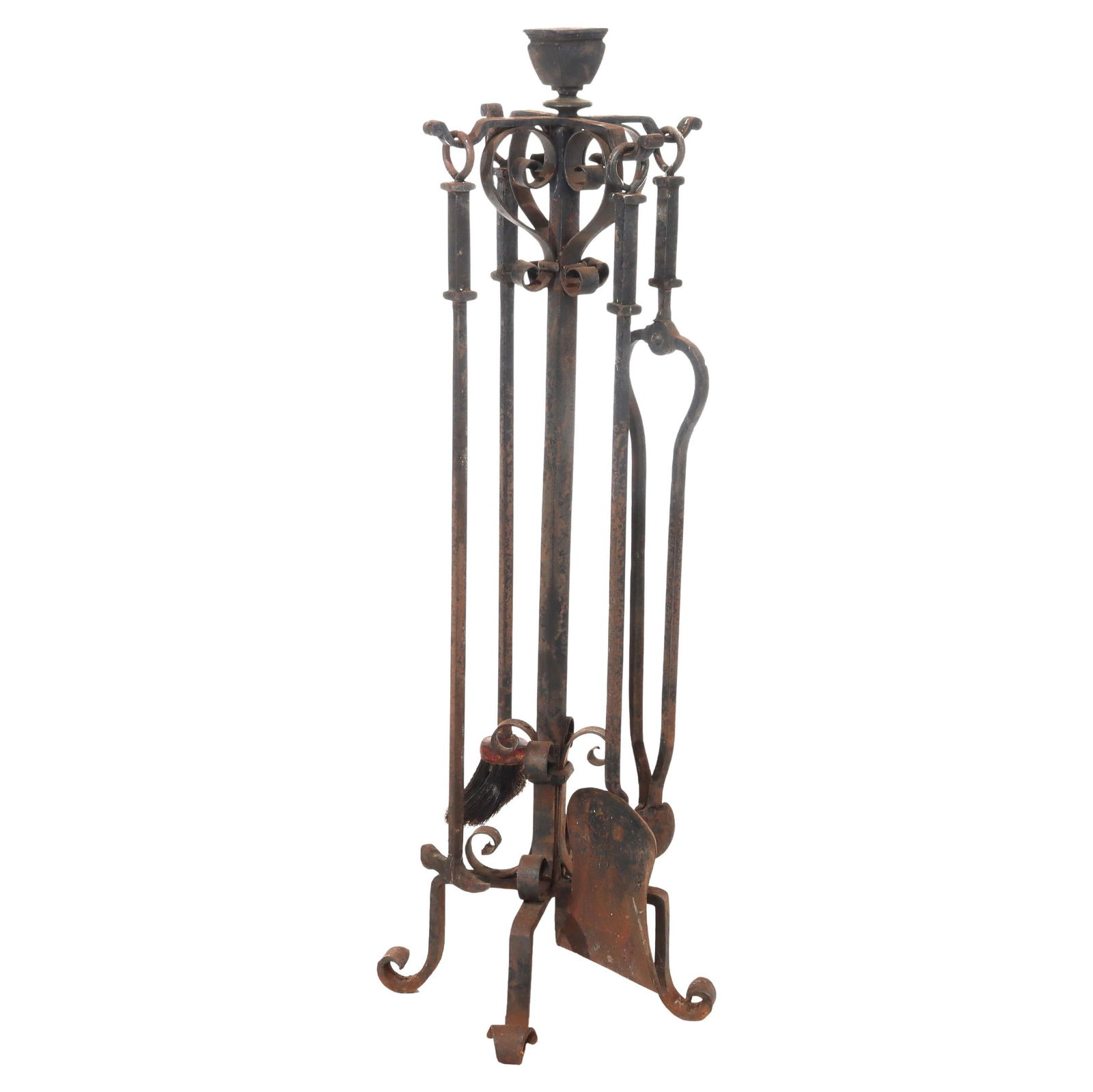 Samuel Yellin Arts & Crafts Wrought Iron Fireplace Tool Set c1920 5 Pieces (1 of 10)