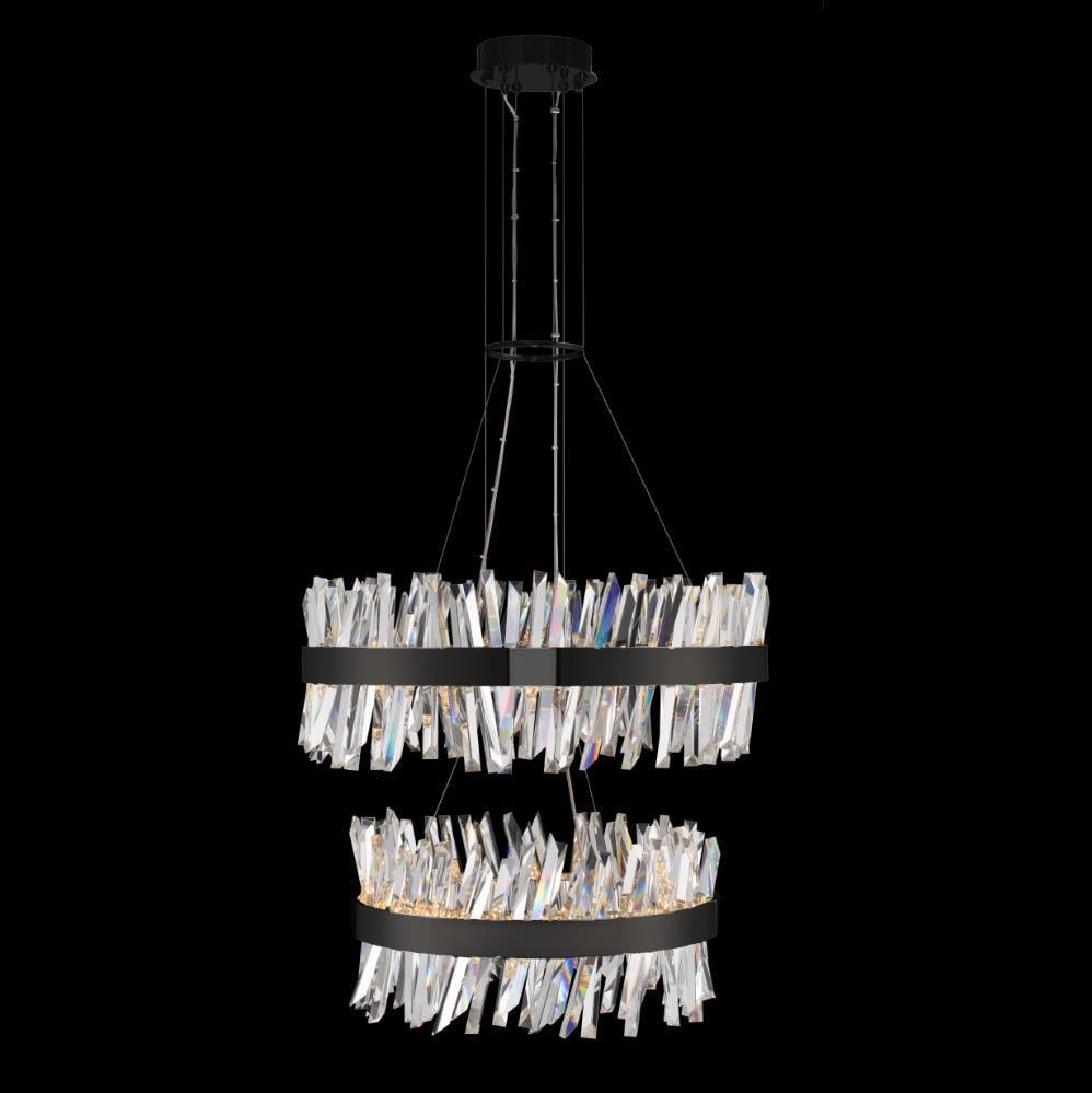 Kalco Glacier Chrome Crystal LED Pendant Light 2-Tier Contemporary: Kalco Glacier Chrome Crystal LED Pendant Light 2-Tier Contemporary Illuminate your space with this stylish Chrome and Crystal Pendant Light from the Glacier collection. Featuring a contemporary design