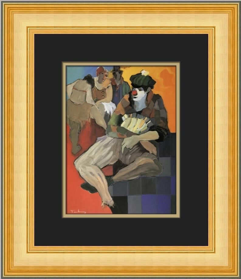 Itzchak Tarkay Circus Maximus Custom Framed Art Print 1979: Itzchak Tarkay Circus Maximus Custom Framed Art Print 1979 This stunning custom framed print, titled "Circus Maximus" by renowned artist Itzchak Tarkay, showcases contemporary art at its finest.